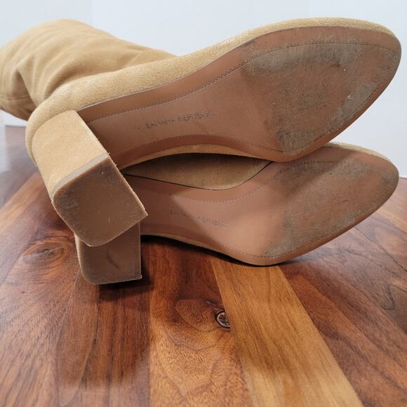 Banana Republic Knee High Tall Suede Slouchy Tan Heeled Boots Size 7 - Picture 7 of 13